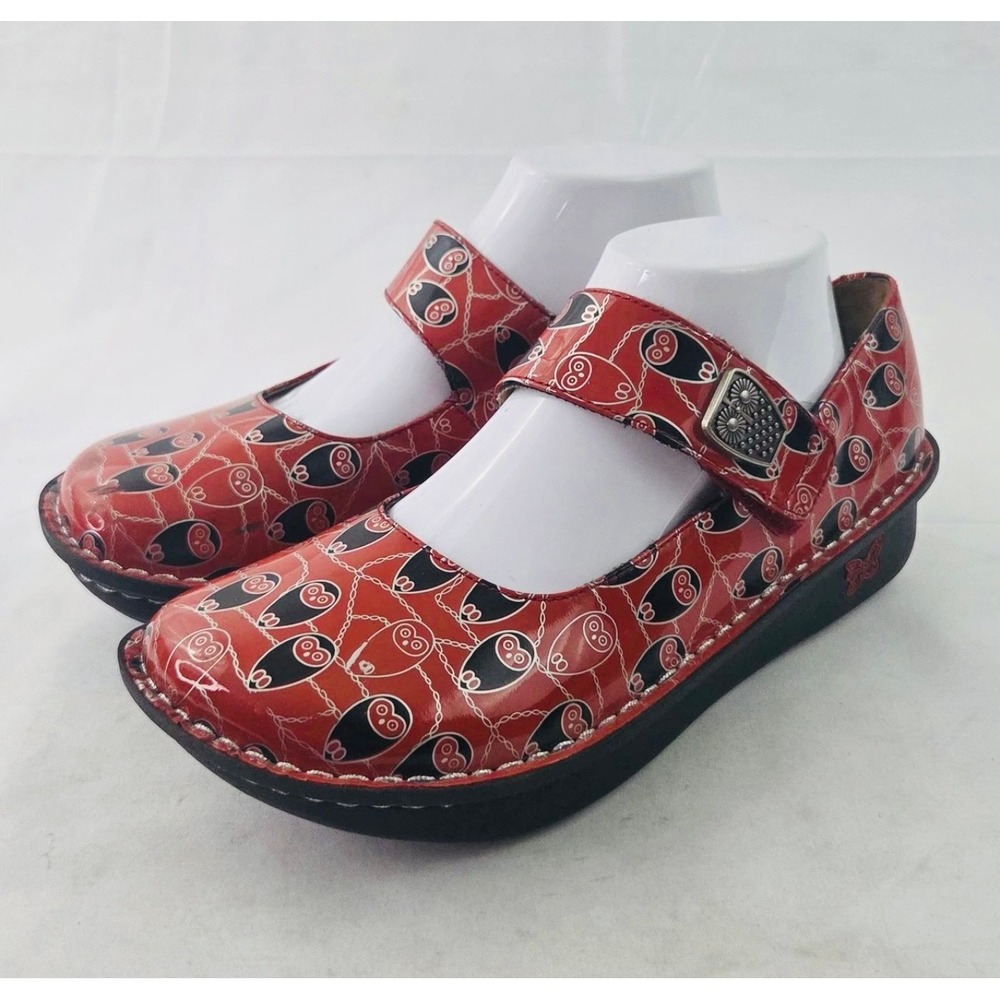 Alegria Paloma Mary Jane Clog in the Coral Owl Print W38 (7.5-8 US) Red/Black